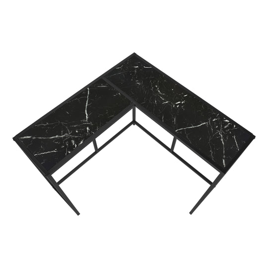 I 2158 Accent Table - 36"L / Black Marble / Black Corner Console - Furniture Depot (7881085190392)