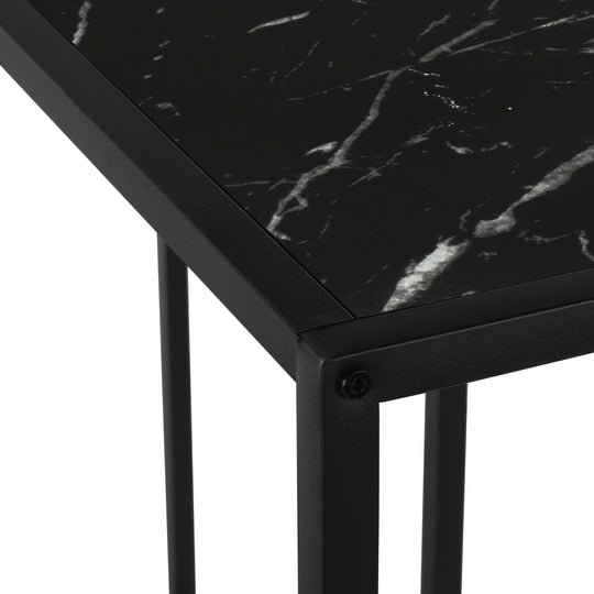 I 2158 Accent Table - 36"L / Black Marble / Black Corner Console - Furniture Depot (7881085190392)