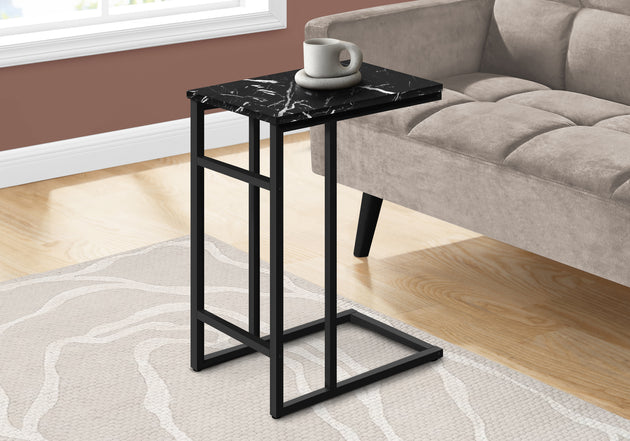 I 2174 Accent Table - 24"H / Black Marble / Black Metal - Furniture Depot (7881086337272)