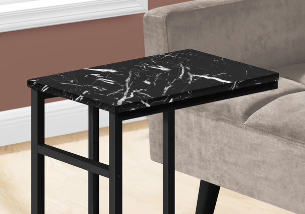 I 2174 Accent Table - 24"H / Black Marble / Black Metal - Furniture Depot (7881086337272)