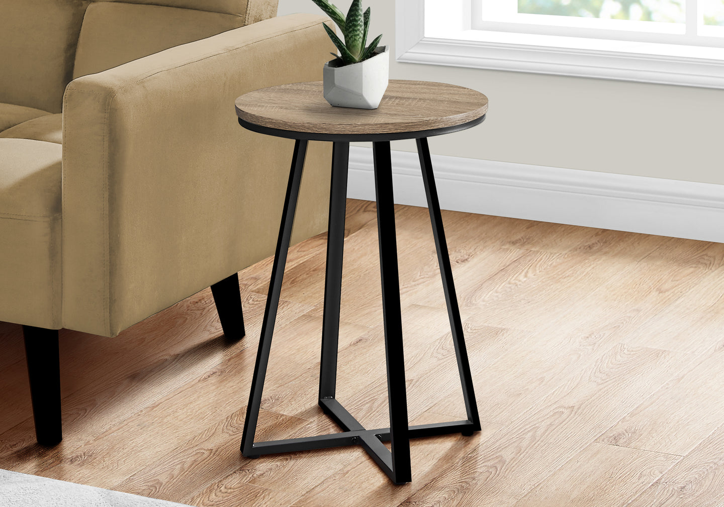 I 2177 Accent Table - 22"H / Dark Taupe / Black Metal - Furniture Depot (7881086763256)