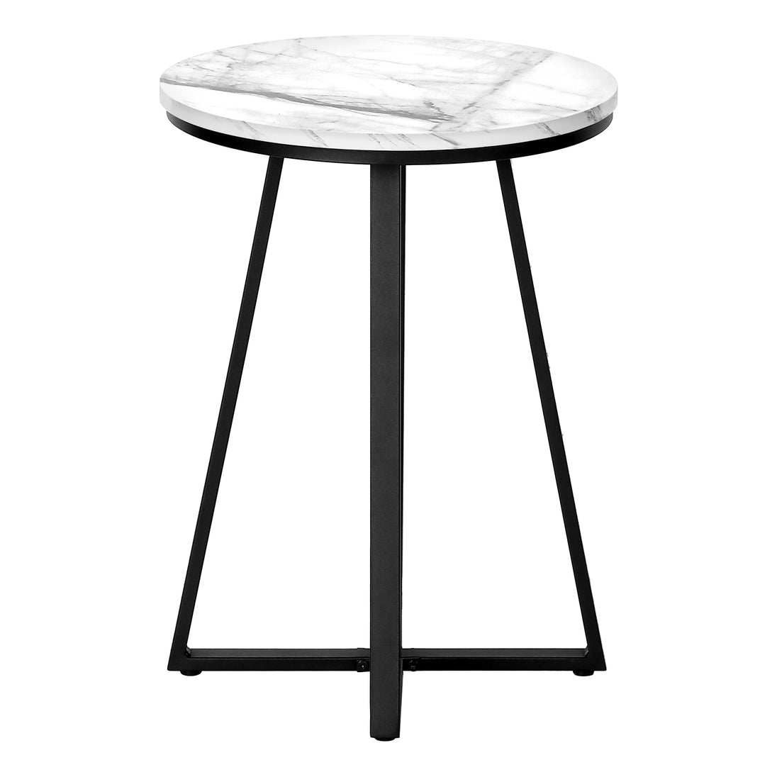 I 2178 Accent Table - 22"H / White Marble / Black Metal - Furniture Depot (7881086959864)