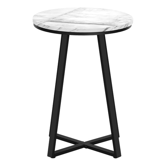 I 2178 Accent Table - 22"H / White Marble / Black Metal - Furniture Depot (7881086959864)