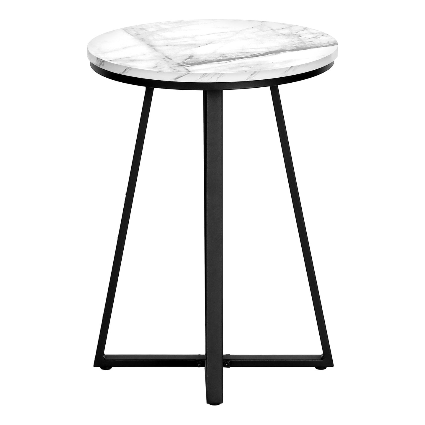 I 2178 Accent Table - 22"H / White Marble / Black Metal - Furniture Depot (7881086959864)