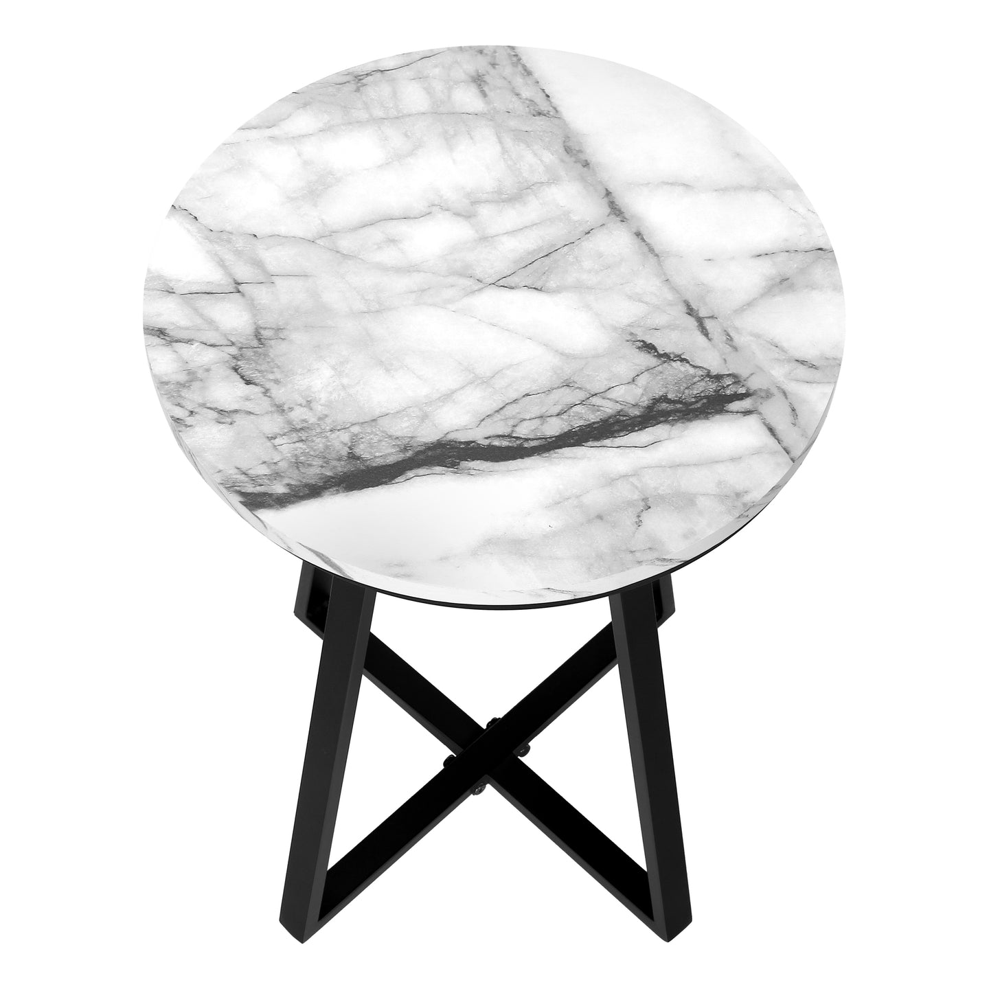 I 2178 Accent Table - 22"H / White Marble / Black Metal - Furniture Depot (7881086959864)