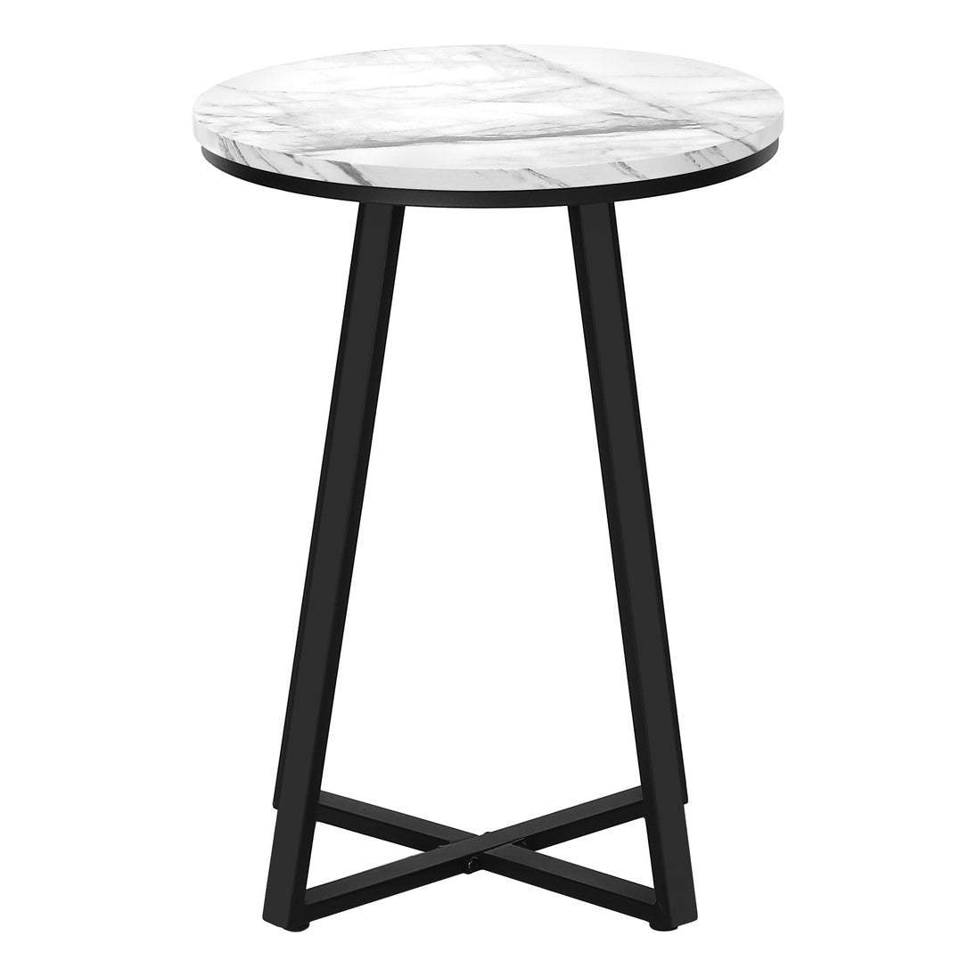 I 2178 Accent Table - 22"H / White Marble / Black Metal - Furniture Depot (7881086959864)