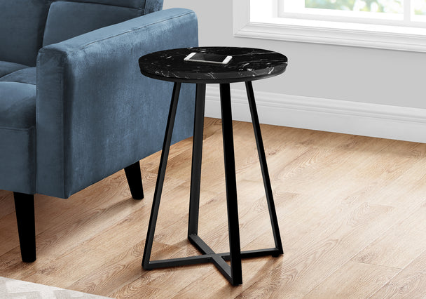 I 2179 Accent Table - 22"H / Black Marble / Black Metal - Furniture Depot (7881087189240)