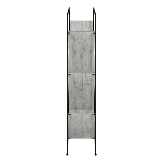 I 2200 Bookcase - 60"H / Grey / Black Metal - Furniture Depot (7881087418616)