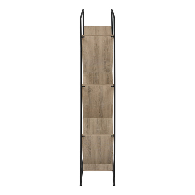 I 2201 Bookcase - 60"H / Dark Taupe / Black Metal - Furniture Depot (7881087647992)
