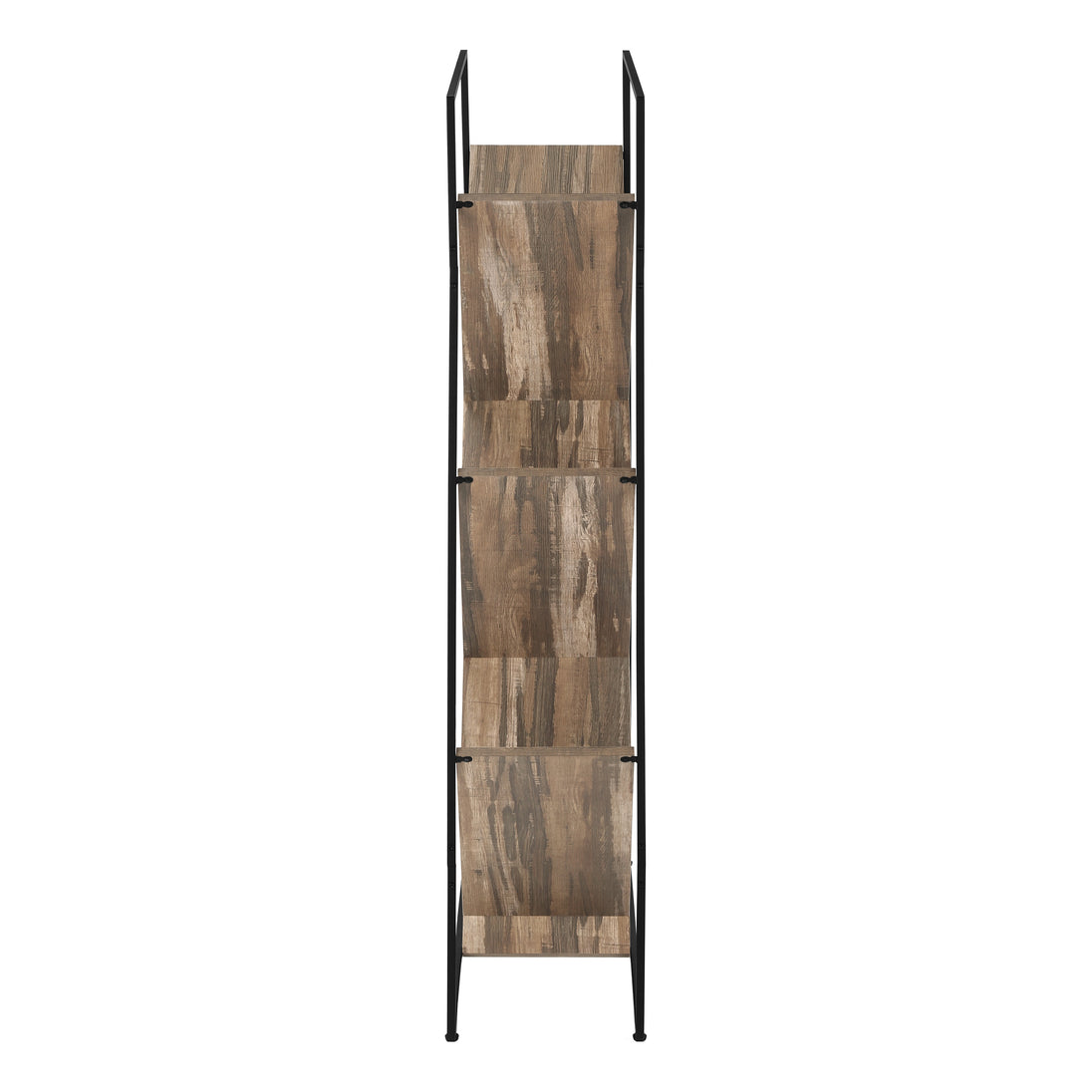 I 2202 Bookcase - 60"H / Brown Reclaimed Wood-Look / Black Metal - Furniture Depot (7881087844600)