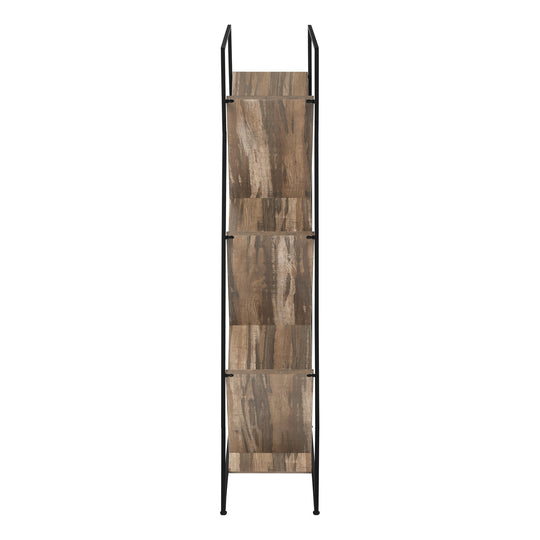 I 2202 Bookcase - 60"H / Brown Reclaimed Wood-Look / Black Metal - Furniture Depot (7881087844600)