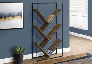 I 2202 Bookcase - 60"H / Brown Reclaimed Wood-Look / Black Metal - Furniture Depot (7881087844600)