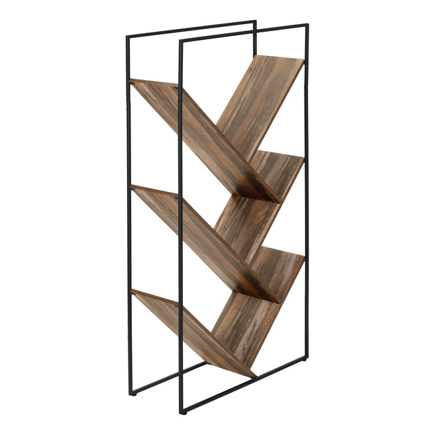 I 2202 Bookcase - 60"H / Brown Reclaimed Wood-Look / Black Metal - Furniture Depot (7881087844600)