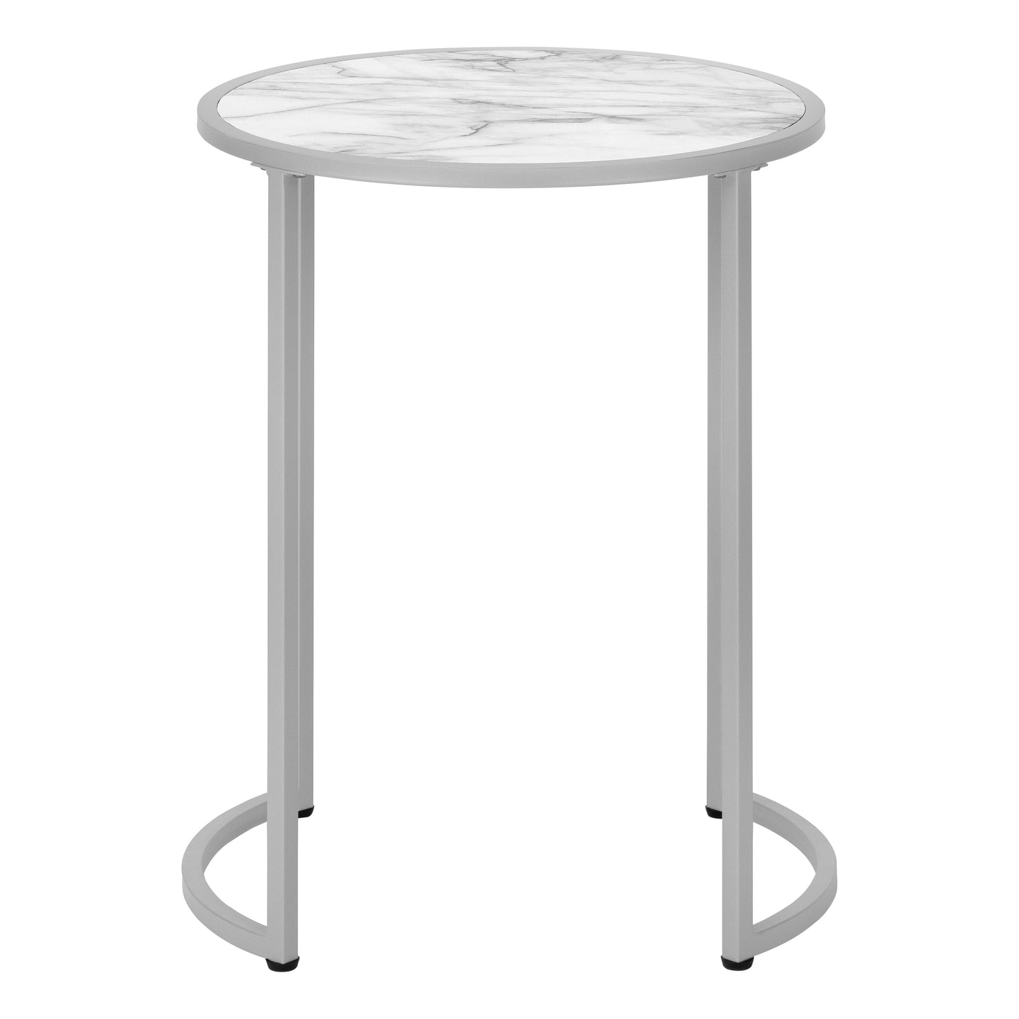 I 2205 Accent Table - 24"H / White Marble-Look / Silver Metal - Furniture Depot (7881087975672)