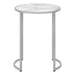 I 2205 Accent Table - 24"H / White Marble-Look / Silver Metal - Furniture Depot (7881087975672)