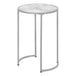 I 2205 Accent Table - 24"H / White Marble-Look / Silver Metal - Furniture Depot (7881087975672)