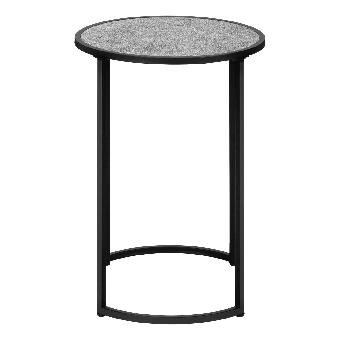 I 2206 Accent Table - 24"H / Grey Stone-Look / Black Metal - Furniture Depot (7881088205048)