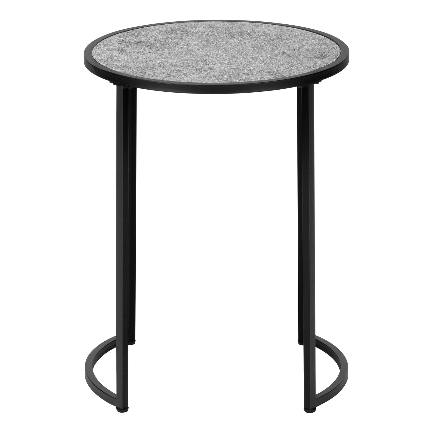 I 2206 Accent Table - 24"H / Grey Stone-Look / Black Metal - Furniture Depot (7881088205048)