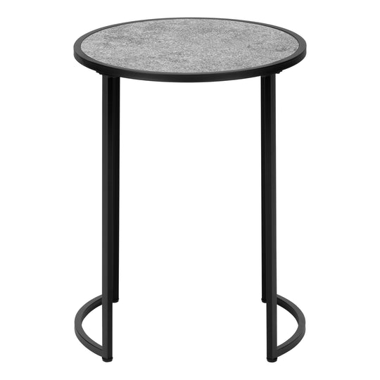 I 2206 Accent Table - 24"H / Grey Stone-Look / Black Metal - Furniture Depot (7881088205048)