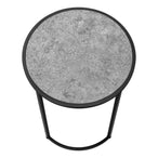 I 2206 Accent Table - 24"H / Grey Stone-Look / Black Metal - Furniture Depot (7881088205048)