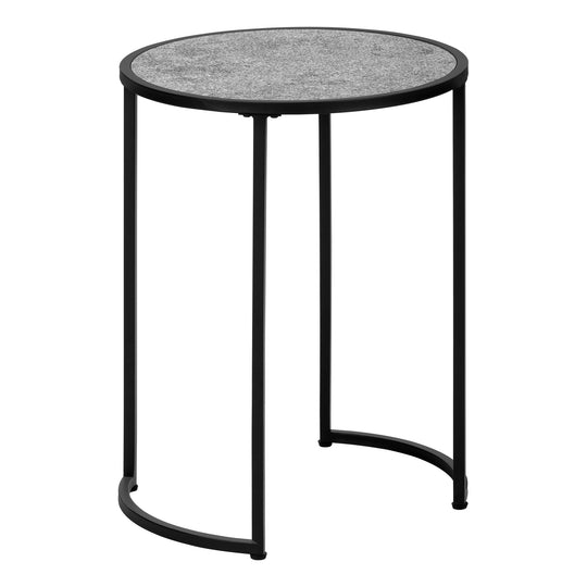 I 2206 Accent Table - 24"H / Grey Stone-Look / Black Metal - Furniture Depot (7881088205048)