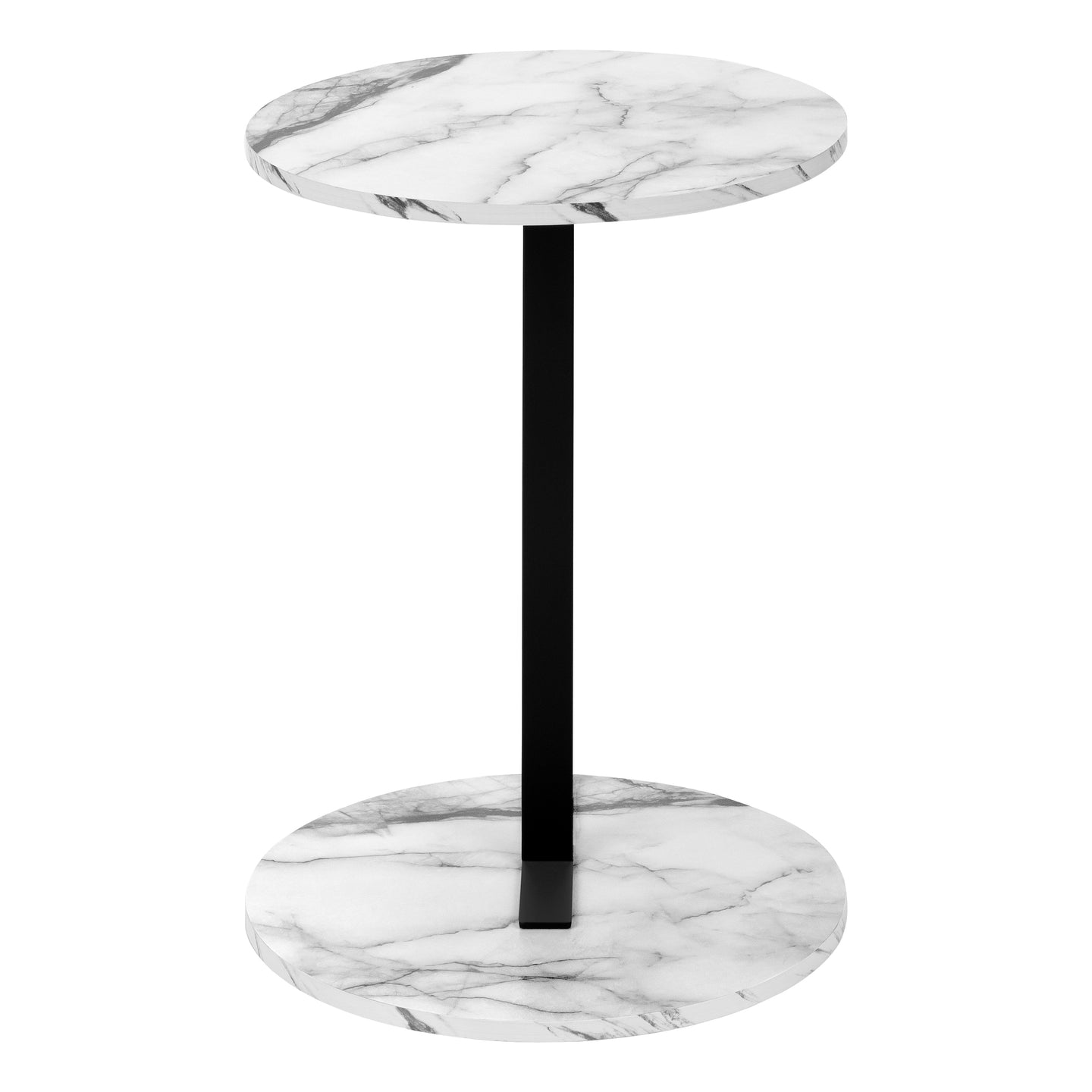 I 2210 Accent Table - 24"H / White Marble-Look / Black Metal - Furniture Depot (7881088368888)