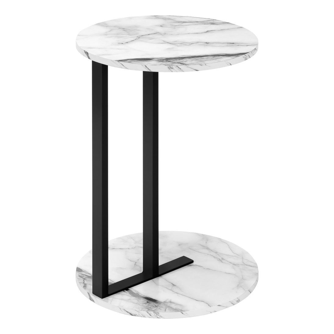 I 2210 Accent Table - 24"H / White Marble-Look / Black Metal - Furniture Depot (7881088368888)