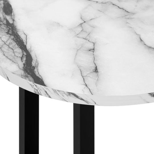 I 2210 Accent Table - 24"H / White Marble-Look / Black Metal - Furniture Depot (7881088368888)