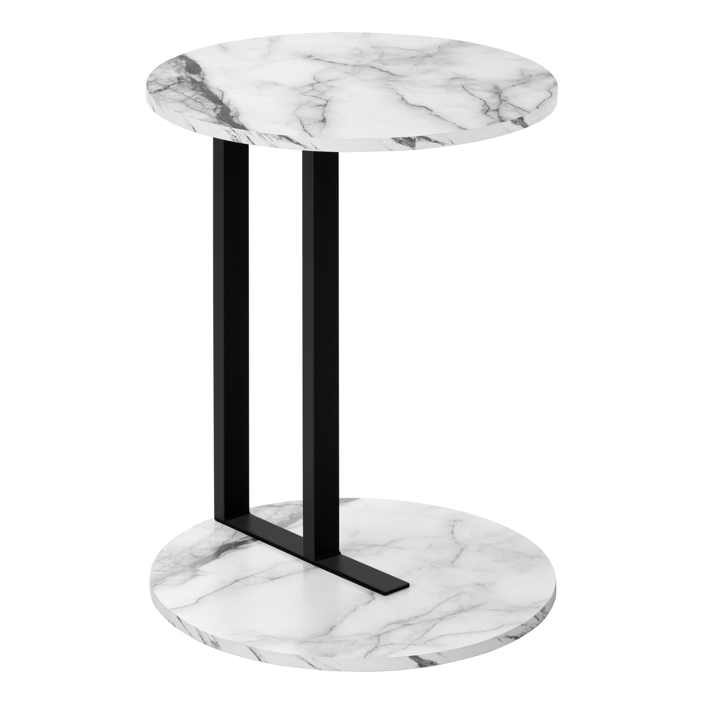 I 2210 Accent Table - 24"H / White Marble-Look / Black Metal - Furniture Depot (7881088368888)