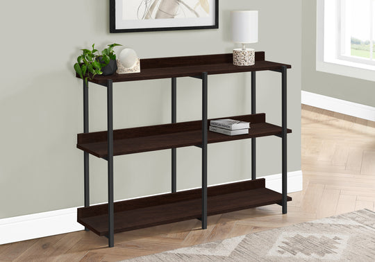 I 2215 Accent Table - 48"L / Espresso / Black Metal Hall Console - Furniture Depot