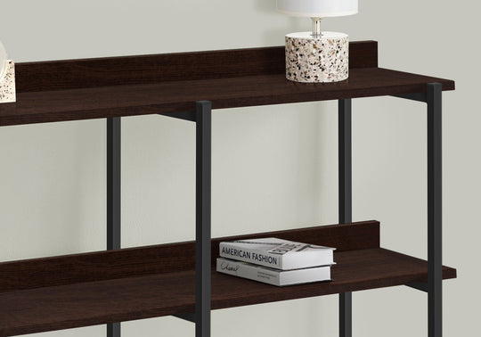 I 2215 Accent Table - 48"L / Espresso / Black Metal Hall Console - Furniture Depot