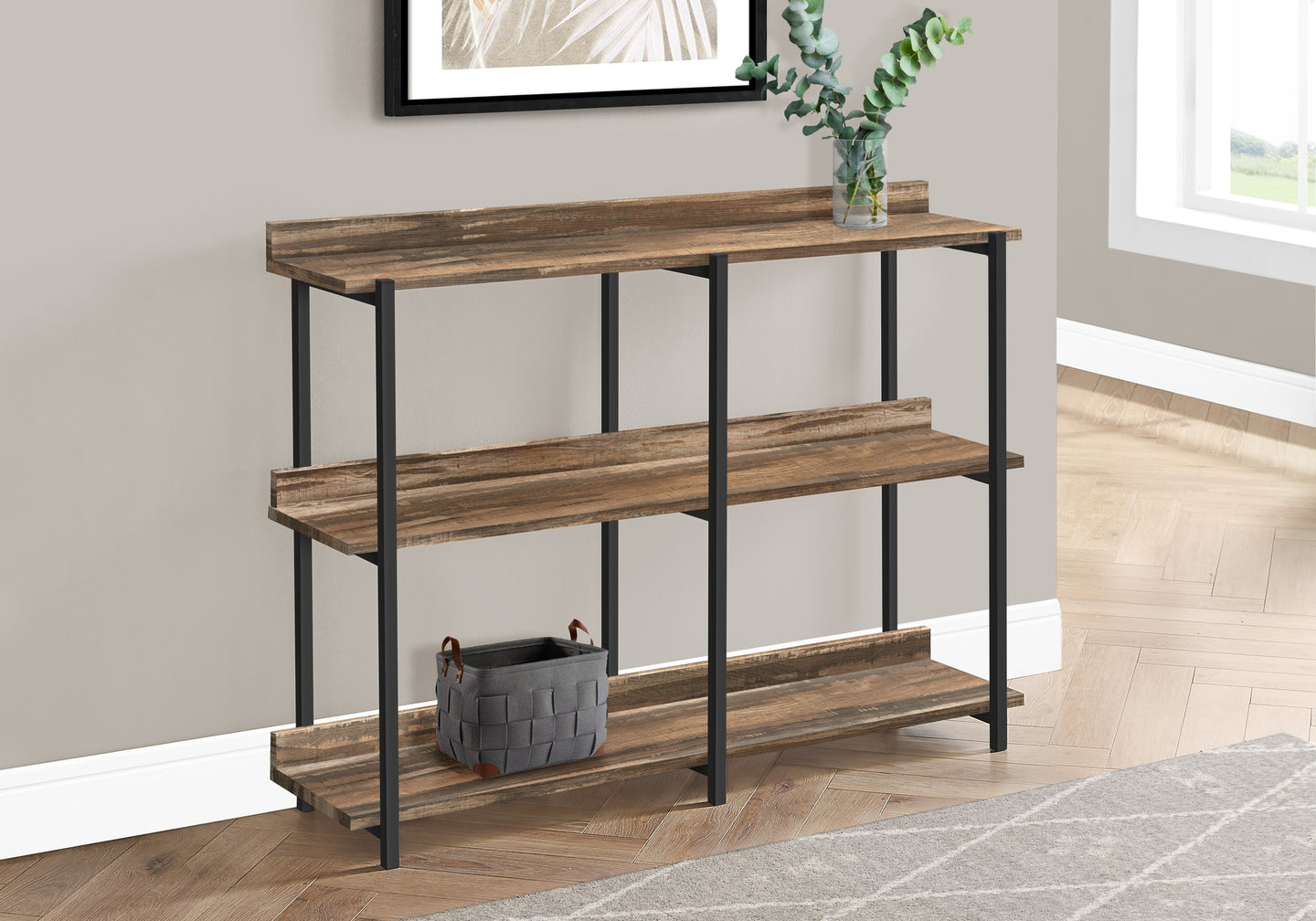 I 2216 Accent Table - 48"L / Brown Reclaimed / Black Console - Furniture Depot (7881088565496)
