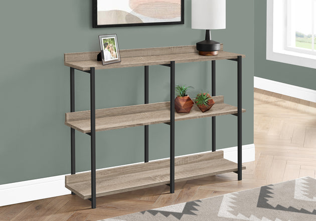 I 2218 Accent Table - 48"L / Dark Taupe / Black Metal Console - Furniture Depot (7881088860408)