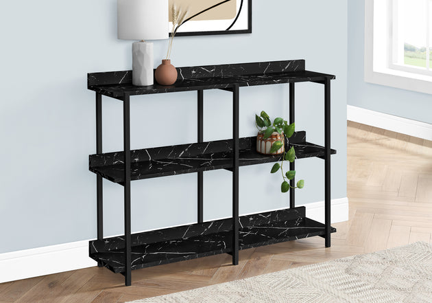 I 2220 Accent Table - 48"L / Black Marble / Black Metal Console - Furniture Depot (7881089089784)