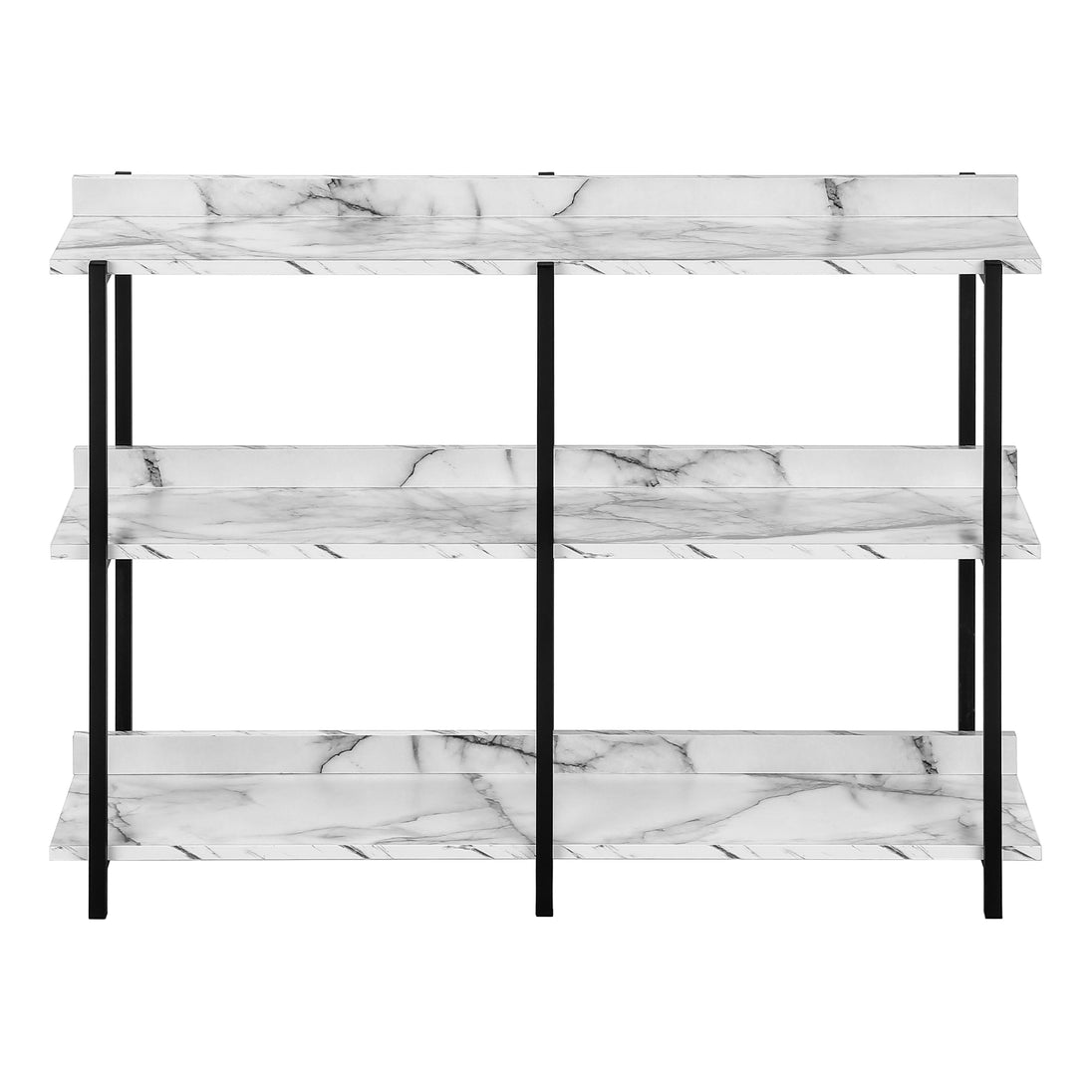 I 2221 Accent Table - 48"L / White Marble / Black Metal Console - Furniture Depot (7881089253624)