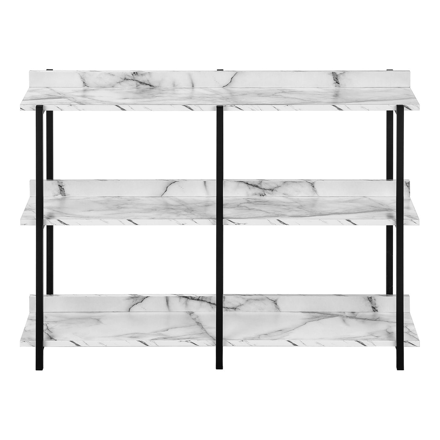 I 2221 Accent Table - 48"L / White Marble / Black Metal Console - Furniture Depot (7881089253624)