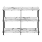 I 2221 Accent Table - 48"L / White Marble / Black Metal Console - Furniture Depot (7881089253624)