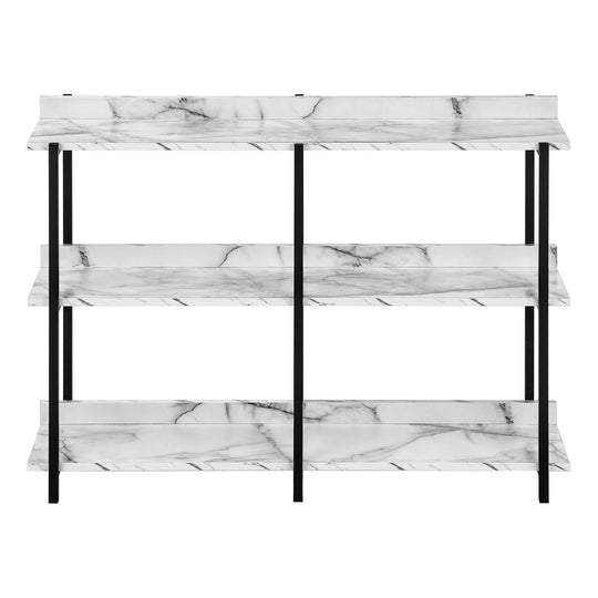 I 2221 Accent Table - 48"L / White Marble / Black Metal Console - Furniture Depot (7881089253624)