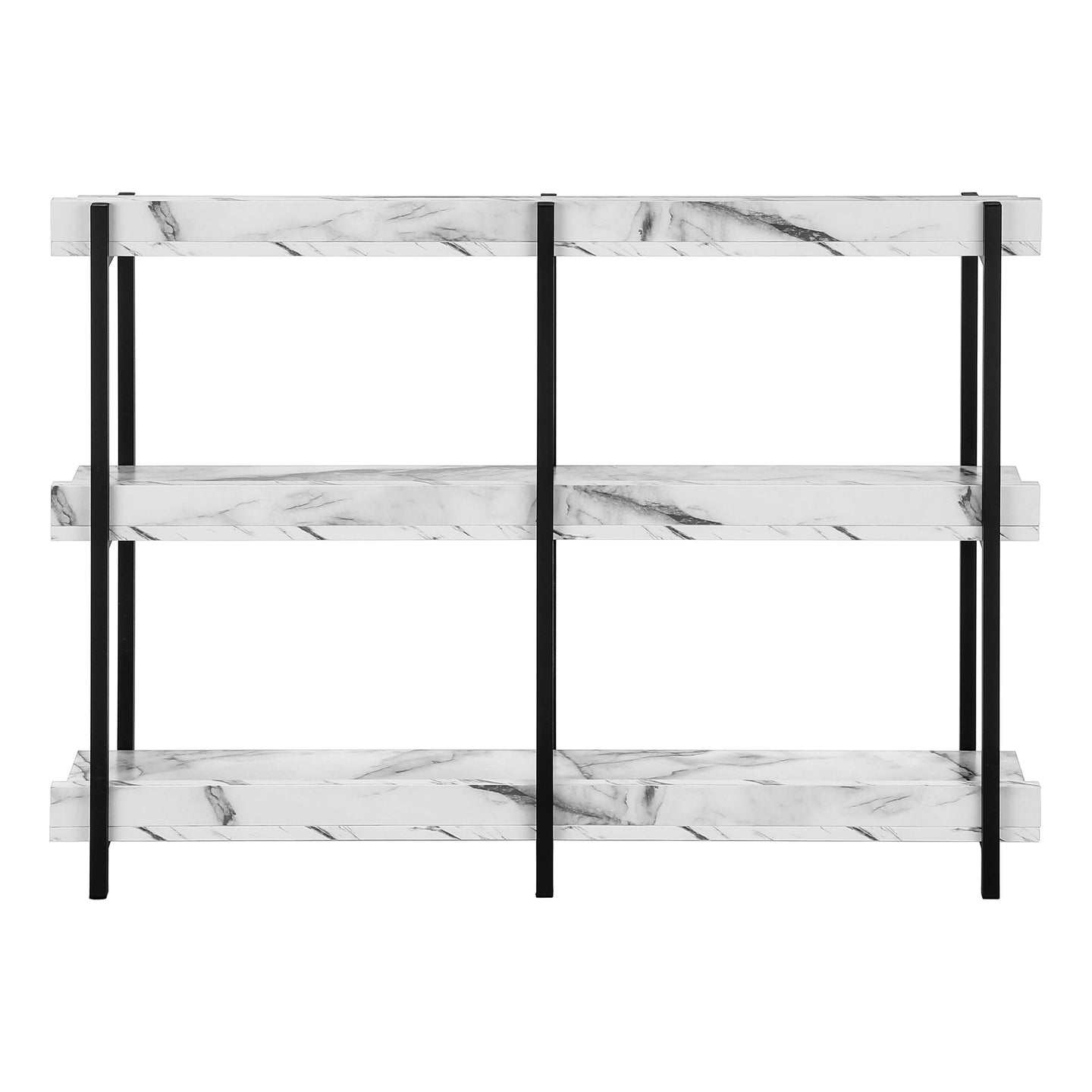 I 2221 Accent Table - 48"L / White Marble / Black Metal Console - Furniture Depot (7881089253624)
