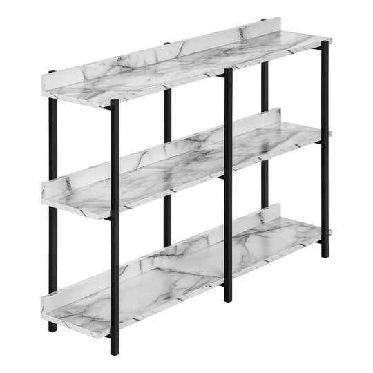 I 2221 Accent Table - 48"L / White Marble / Black Metal Console - Furniture Depot (7881089253624)