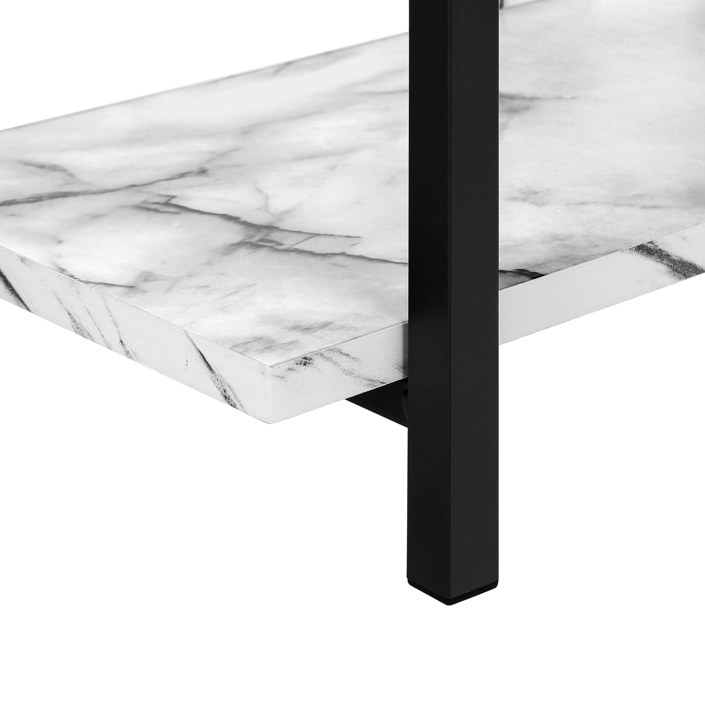 I 2221 Accent Table - 48"L / White Marble / Black Metal Console - Furniture Depot (7881089253624)