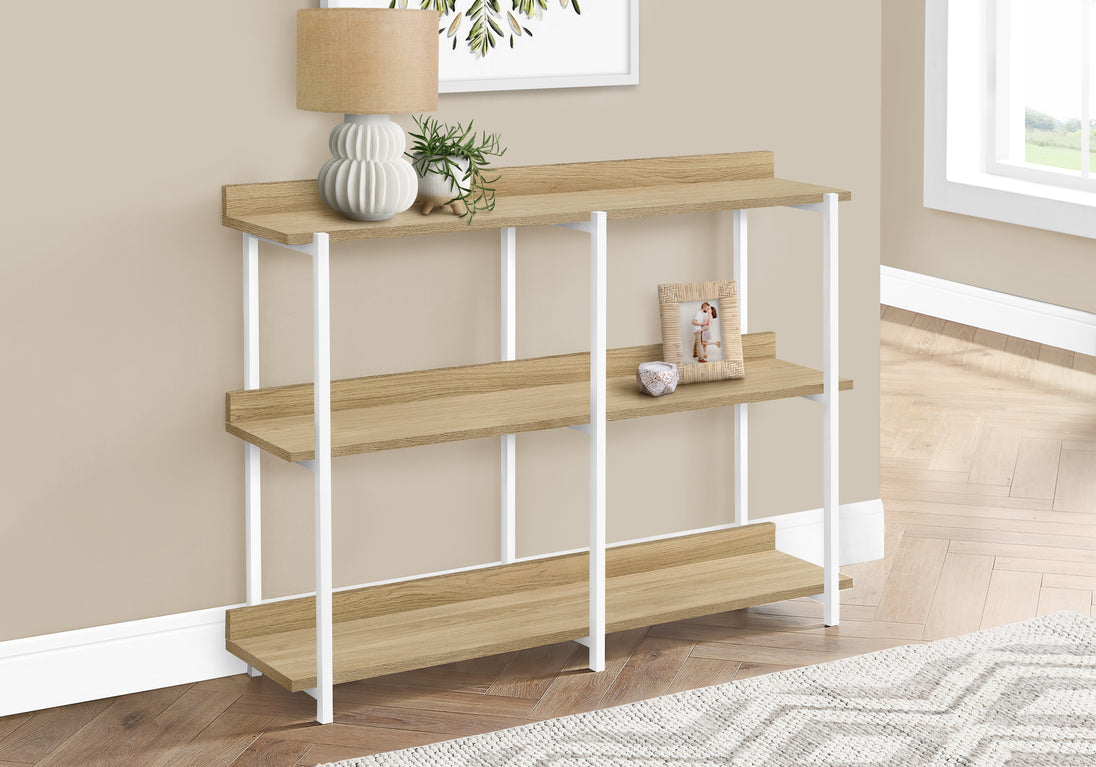 I 2222 Accent Table - 48"L / Natural / White Metal Hall Console - Furniture Depot (7881089483000)