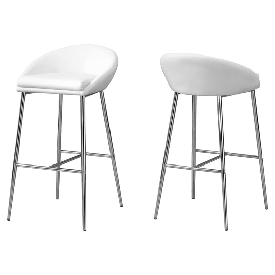 I 2297 Barstool - 2pcs / White / Chrome Base / Bar Height - Furniture Depot (7881089876216)