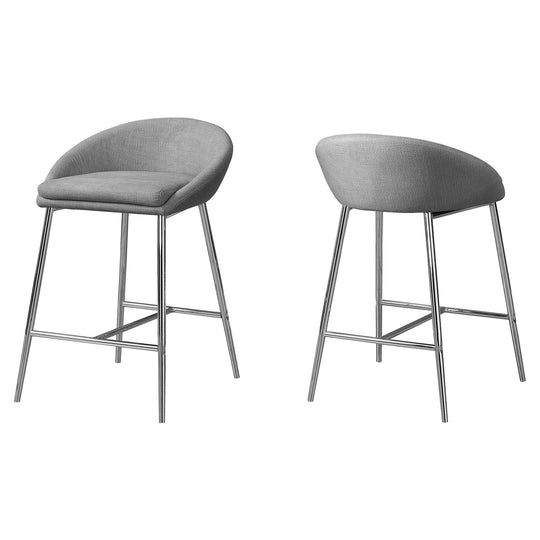 I 2298 Barstool - 2pcs / Grey Fabric / Chrome / Counter Height - Furniture Depot (7881089941752)