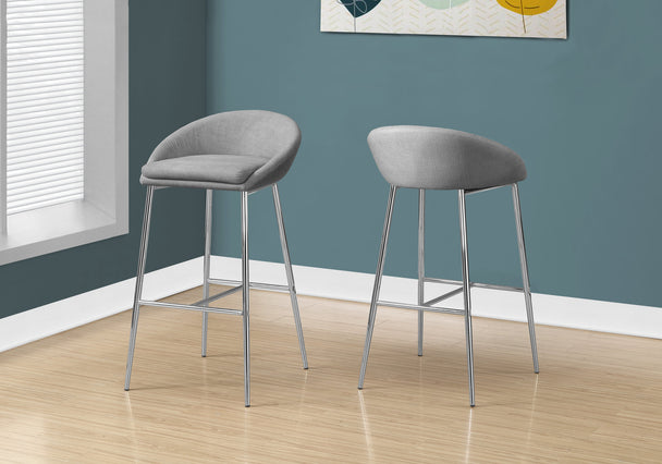 I 2299 Barstool - 2pcs / Grey Fabric / Chrome Base / Bar Height - Furniture Depot (7881090040056)