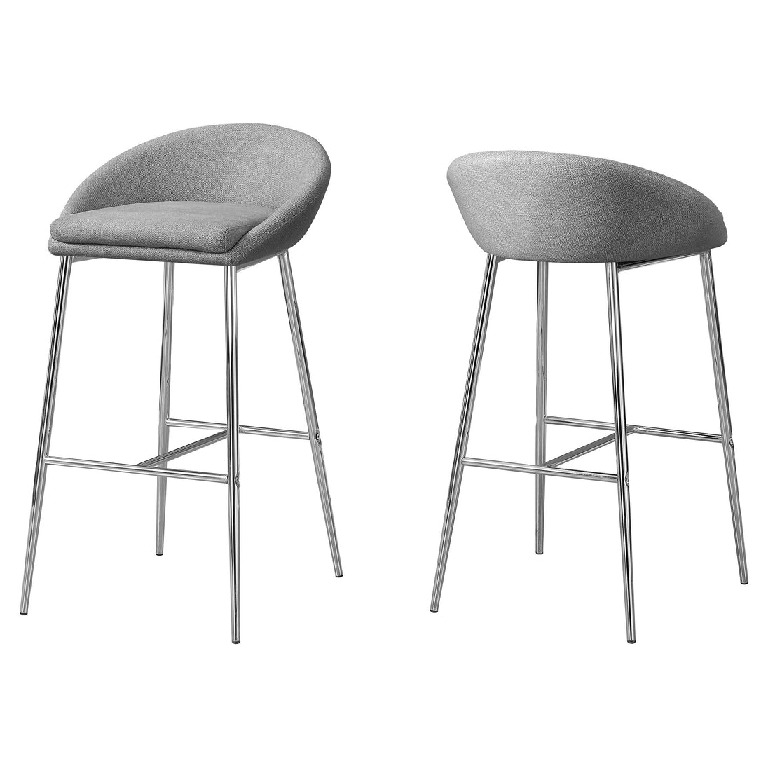 I 2299 Barstool - 2pcs / Grey Fabric / Chrome Base / Bar Height - Furniture Depot (7881090040056)