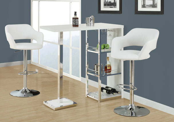 I 2358 Barstool - White / Chrome Metal Hydraulic Lift - Furniture Depot