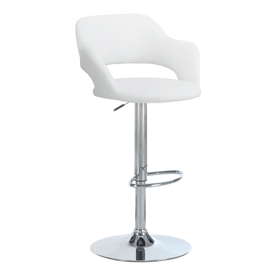 I 2358 Barstool - White / Chrome Metal Hydraulic Lift - Furniture Depot