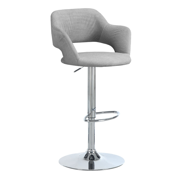 I 2363 Barstool - Grey Fabric / Chrome Metal Hydraulic Lift - Furniture Depot