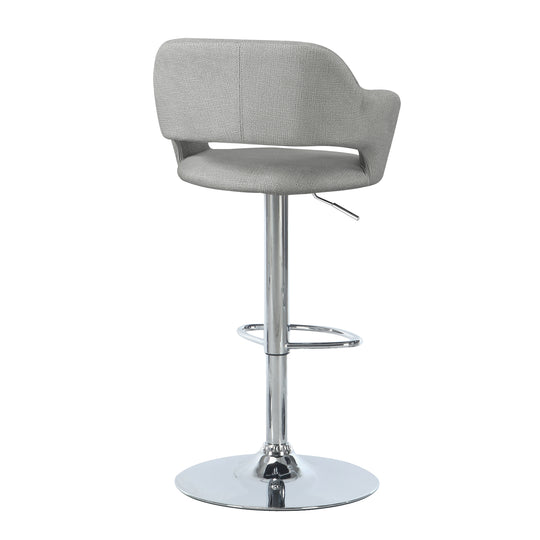 I 2363 Barstool - Grey Fabric / Chrome Metal Hydraulic Lift - Furniture Depot